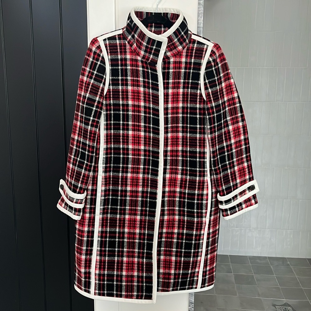 BRAND NEW JCrew Collection car coat in winter plaid Italian stadium-cloth wool. - Picture 6 of 16